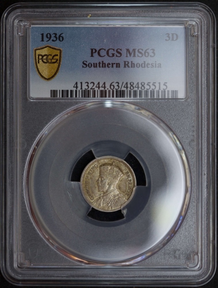 Southern Rhodesia 1936 Threepence Choice Unc PCGS MS63 product image