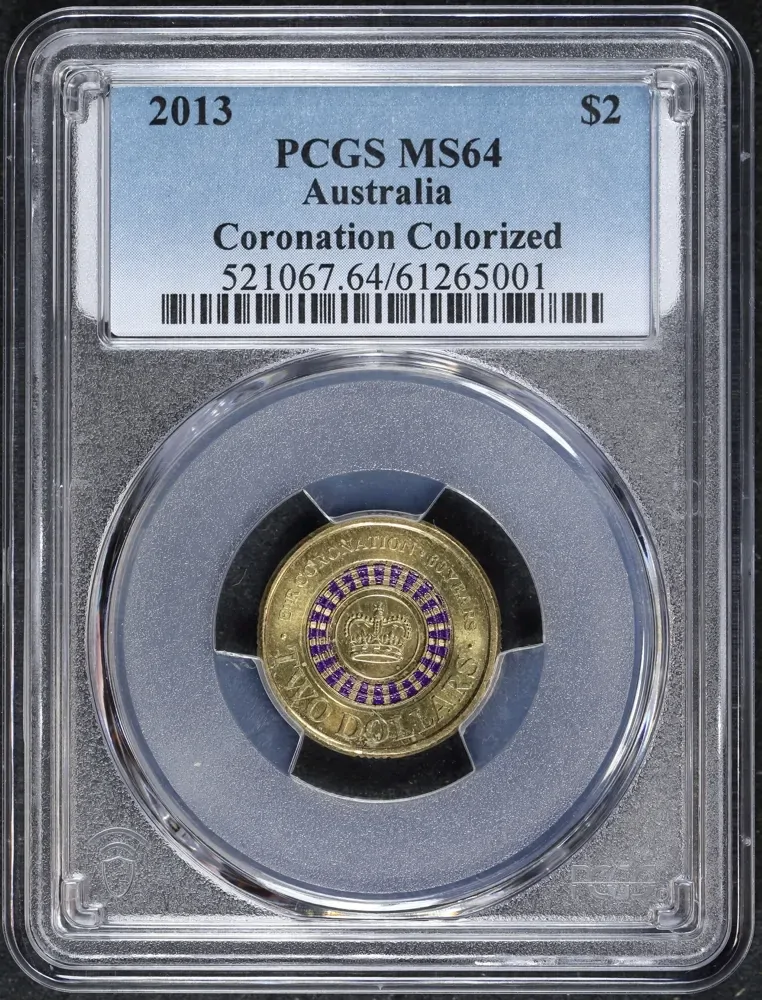 2013 Coloured 2 Dollar Coin Purple Crown Coronation PCGS MS64 product image
