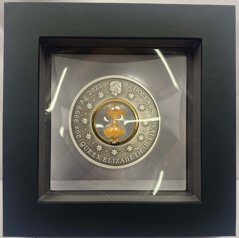 Tuvalu 2021 Silver 2oz Antiqued Coin Hourglass product image
