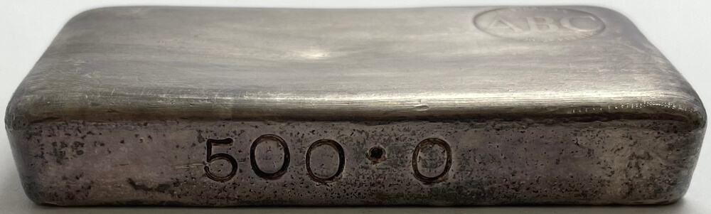 ABC Bullion ca 1980's 500g Silver Cast Ingot 99.98% product image
