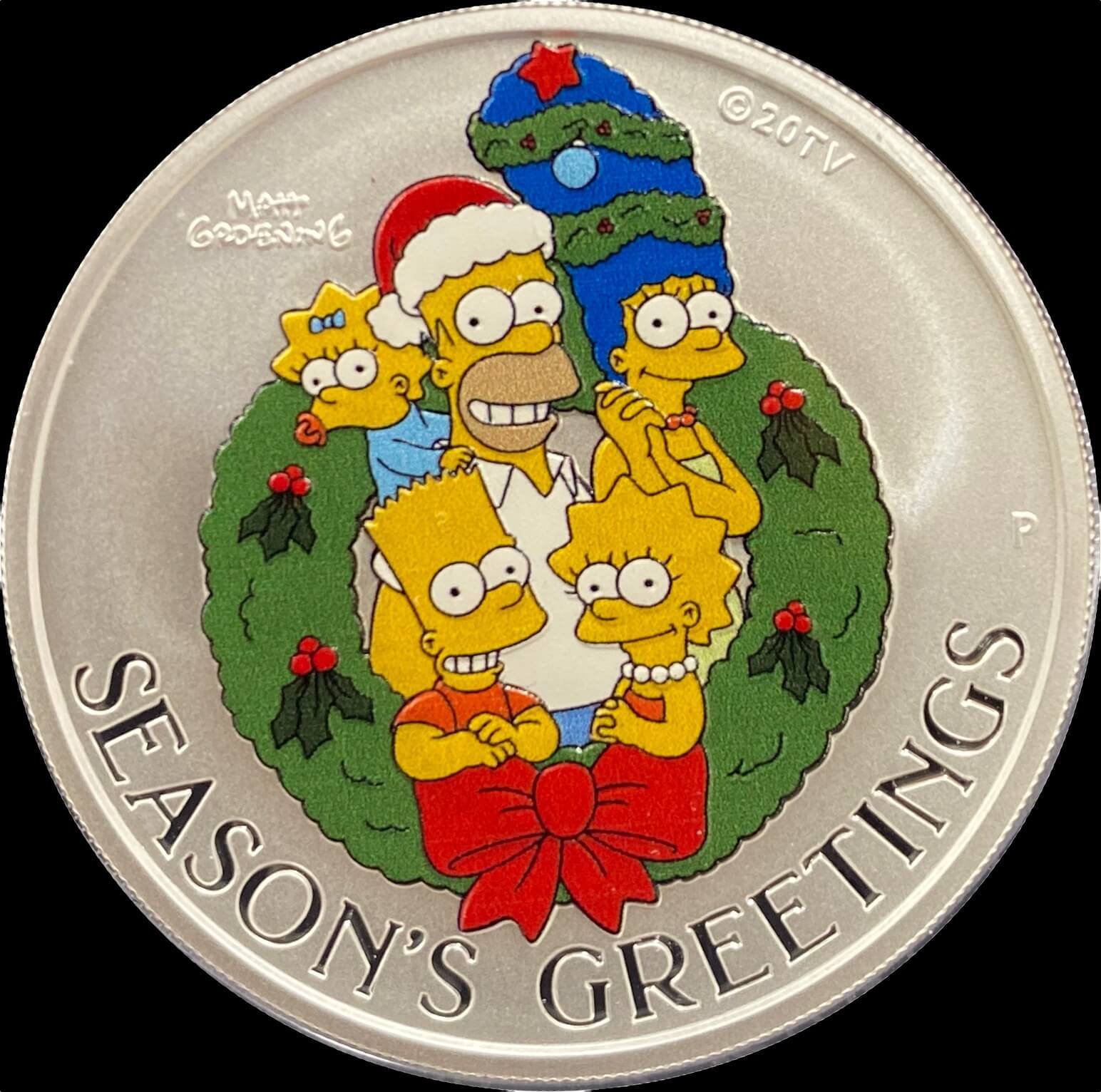 Tuvalu 2022 1oz Silver Uncirculated Coin The Simpsons - Season's Greetings  product image