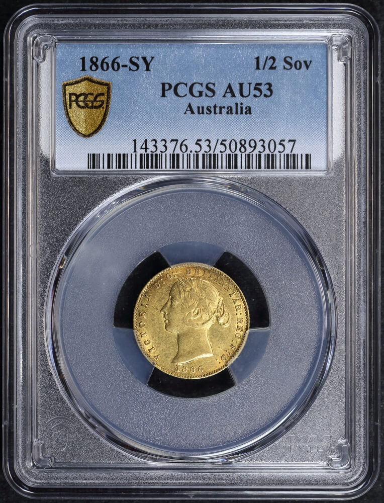 1866 Sydney Mint Type II Half Sovereign PCGS AU53 product image