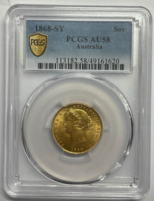 1868 Sydney Mint Type II Sovereign PCGS AU58 product image