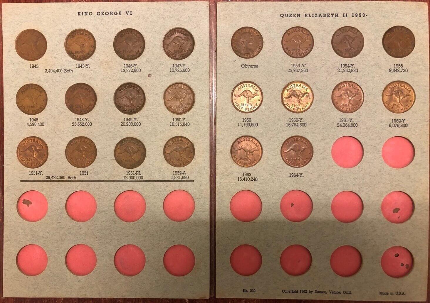 Date Set of Australian Halfpennies ex 1923 in Pressin Album product image