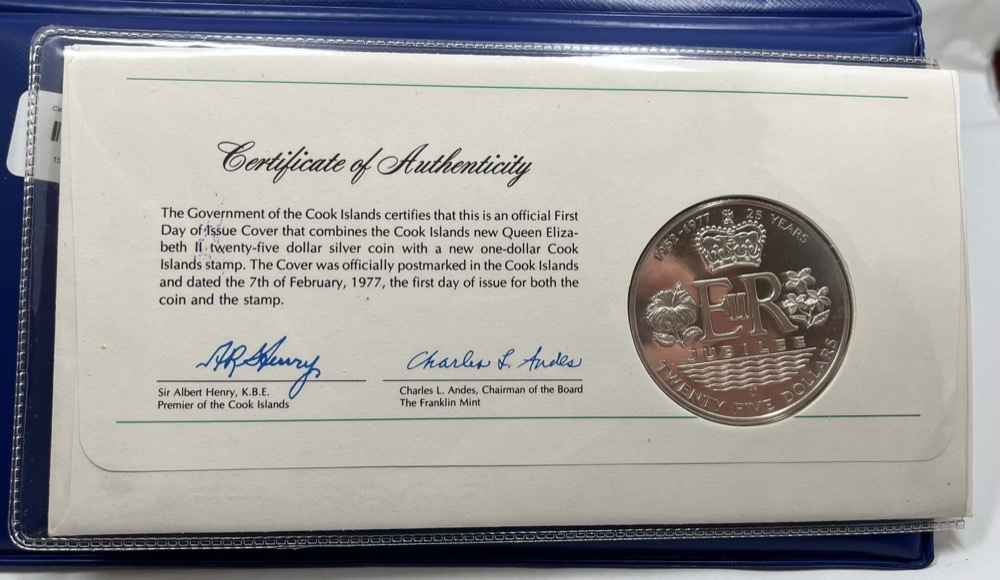 Cook Islands 1977 Twenty Five Dollars KM#18 QEII Silver Jubilee product image