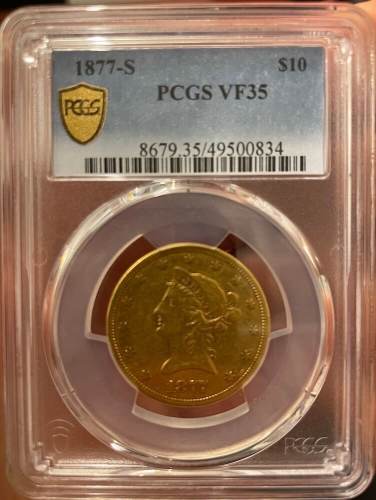 USA 1877-S Gold $10 Liberty Eagle PCGS VF35 product image