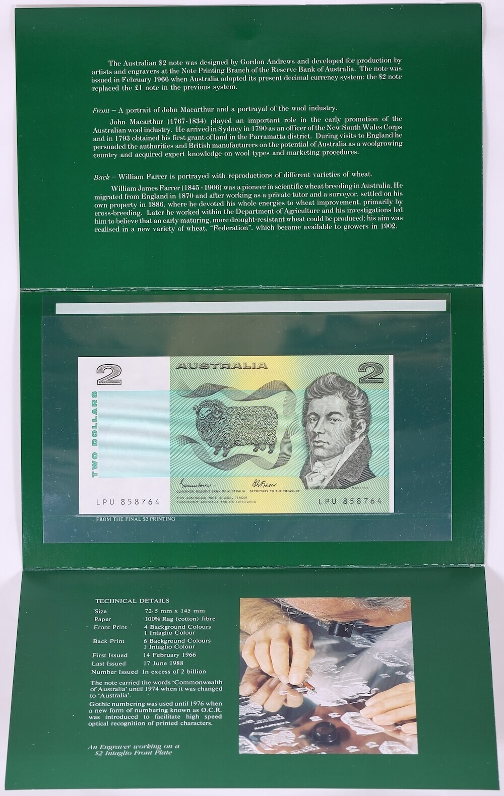 1992 $2 Note Folder Johnston/Fraser Adelaide International Coin and Banknote Fair product image