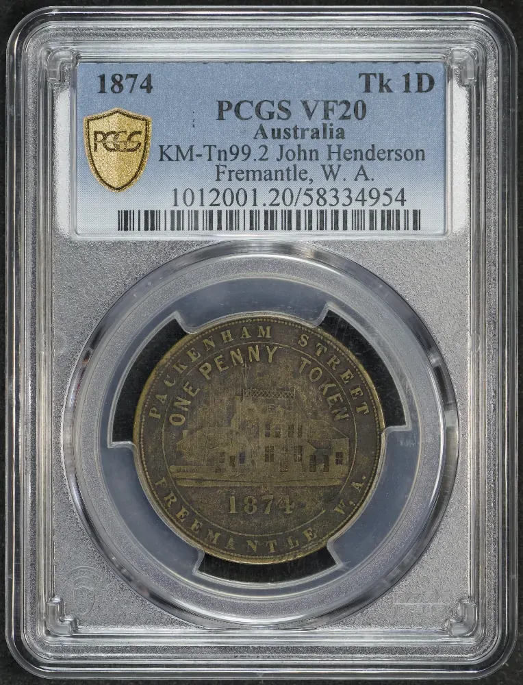 1874 Henderson Copper One Penny Token A#218 PCGS VF20 product image