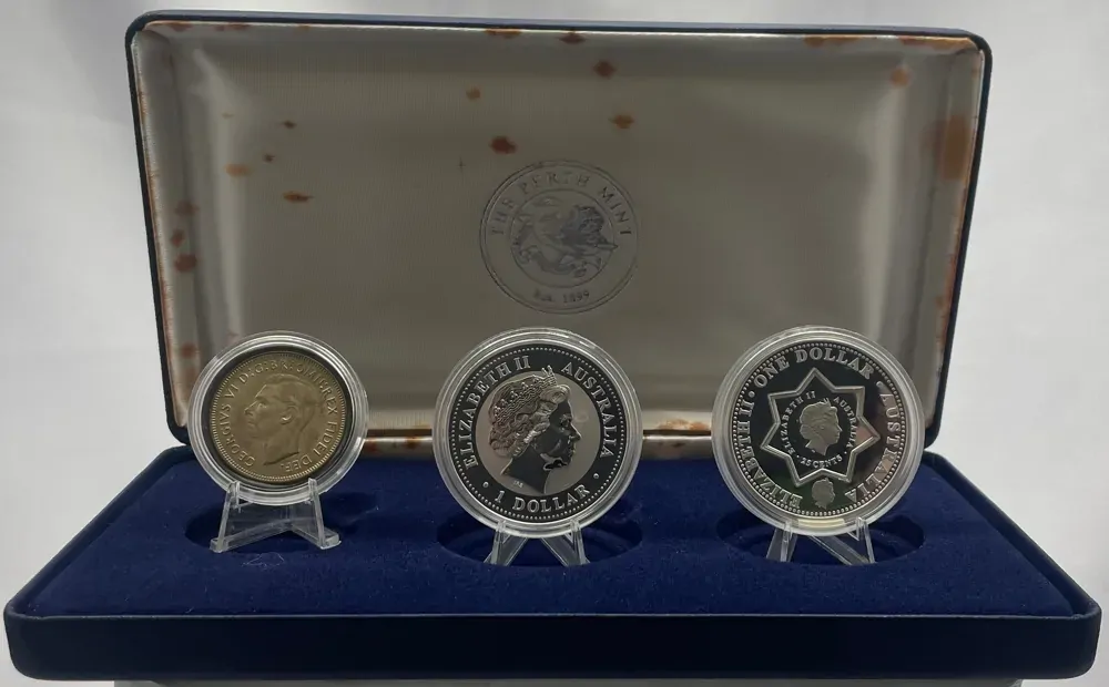 2001 Silver 3 Coin Set Federation Star Collection - Holey Dollar, 1oz Privy and 1951 Florin product image