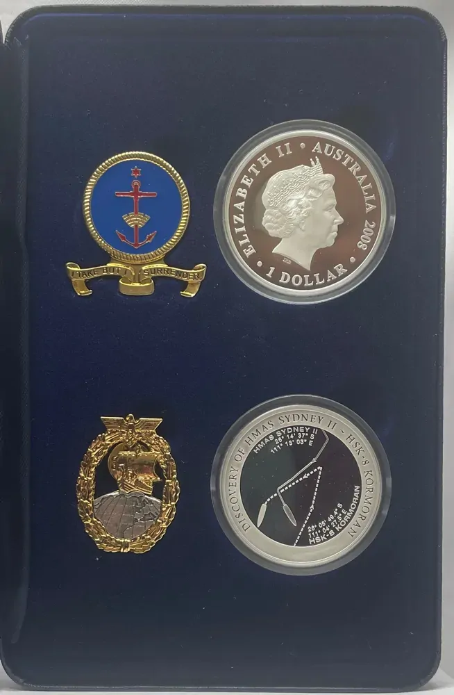 2008 Silver 1 Ounce Proof Coin Pair HMAS Sydney II Kormoran product image