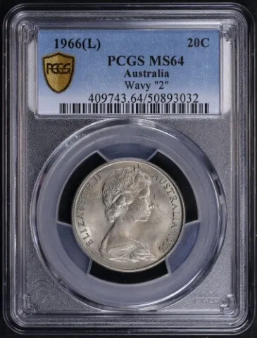 1966 Twenty Cent Wavy Baseline Choice Unc (PCGS MS64) product image