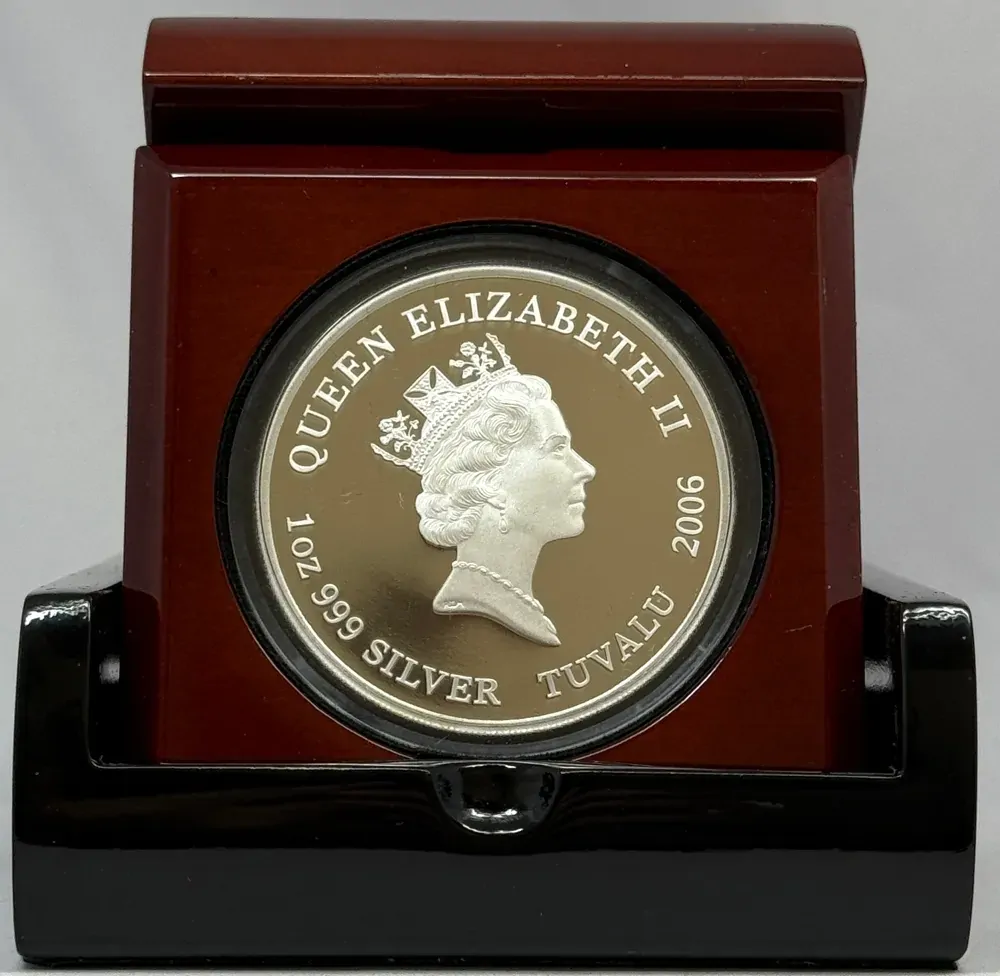 2006 Tuvalu Silver 1 Ounce Proof Deadly and Dangerous - Redback Spider product image