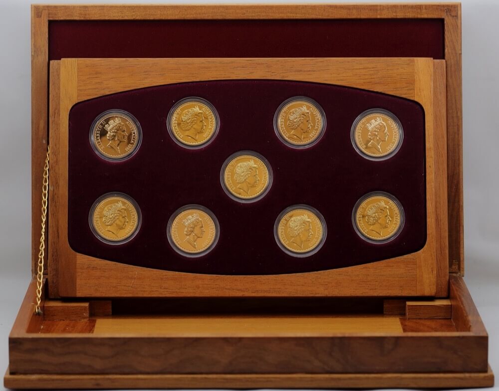 1995 - 2003 Complete Set of 9 100 Dollar Gold Unc Coins Floral Emblems product image