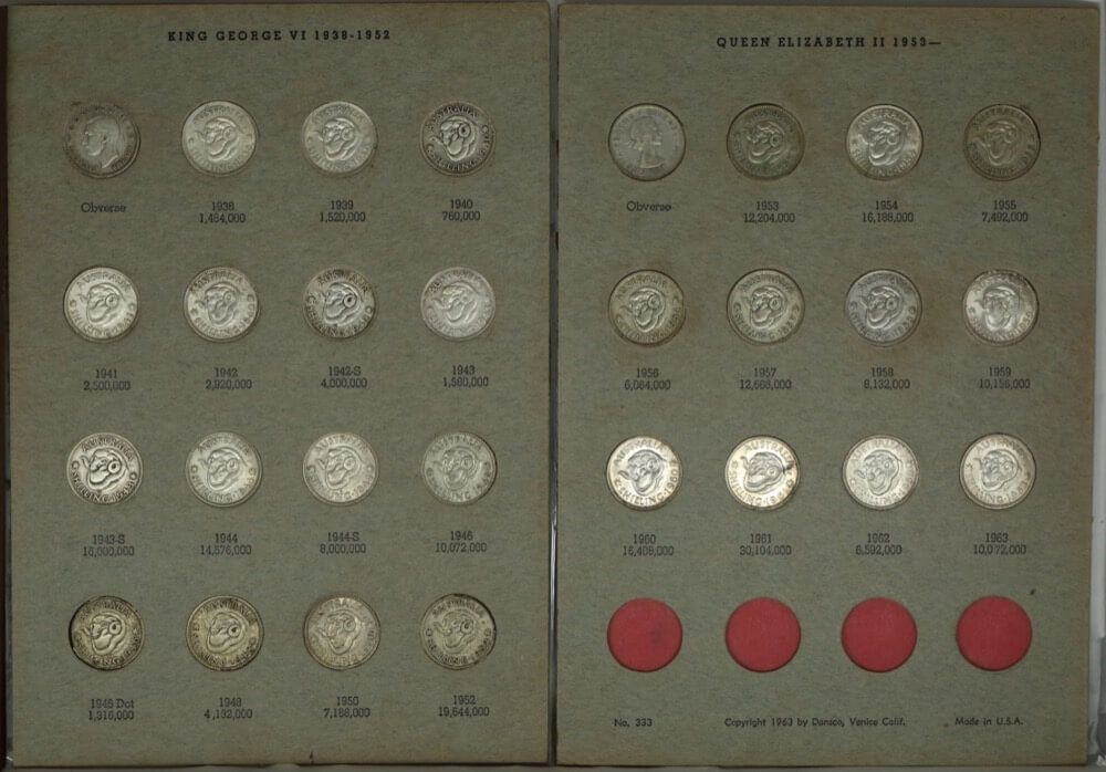 Date Set of Australian Shillings in Pressin Album (Includes 1921* and 1933) product image