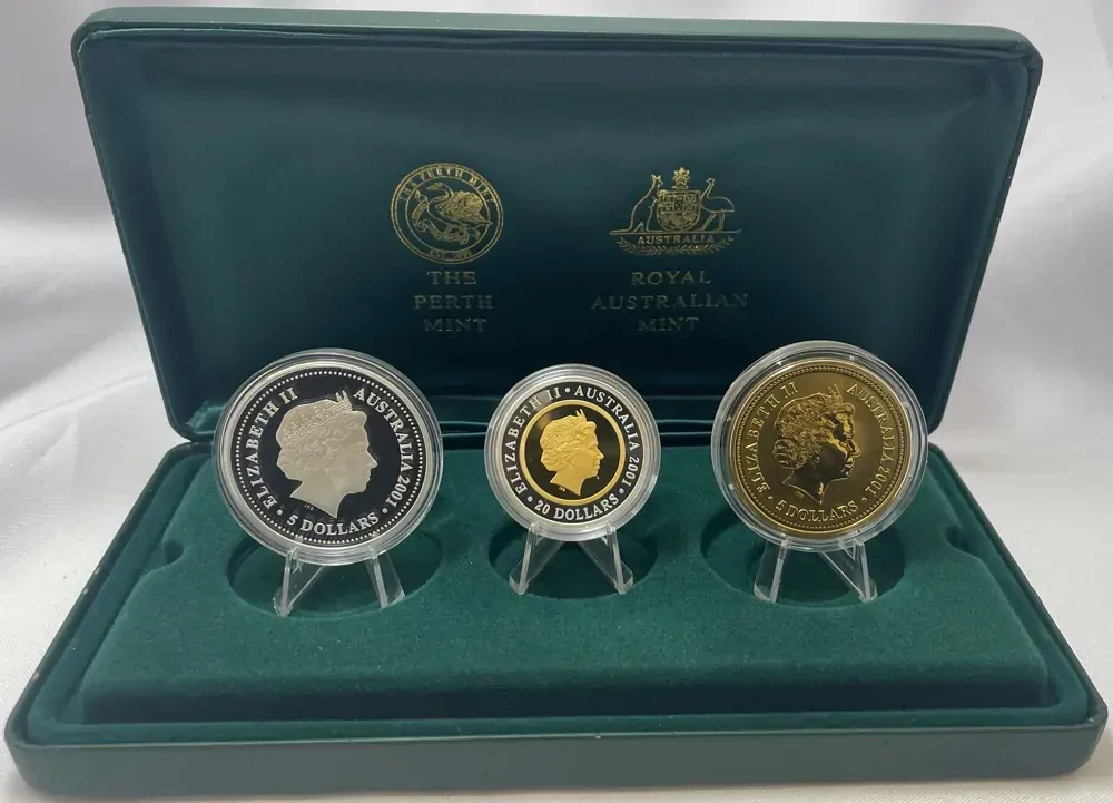 2001 Gold Bimetal Three Coin Set Don Bradman product image