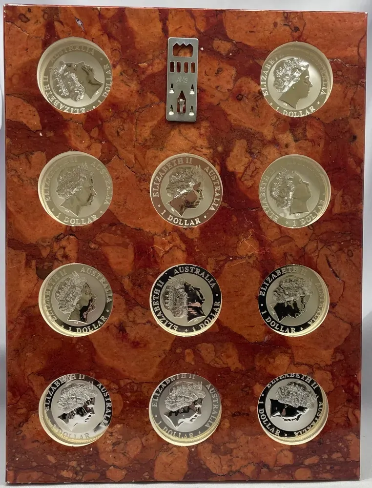 2000 Silver 1 Ounce Kookaburra 12 Coin Set Millennium Calendar Privy Marks product image