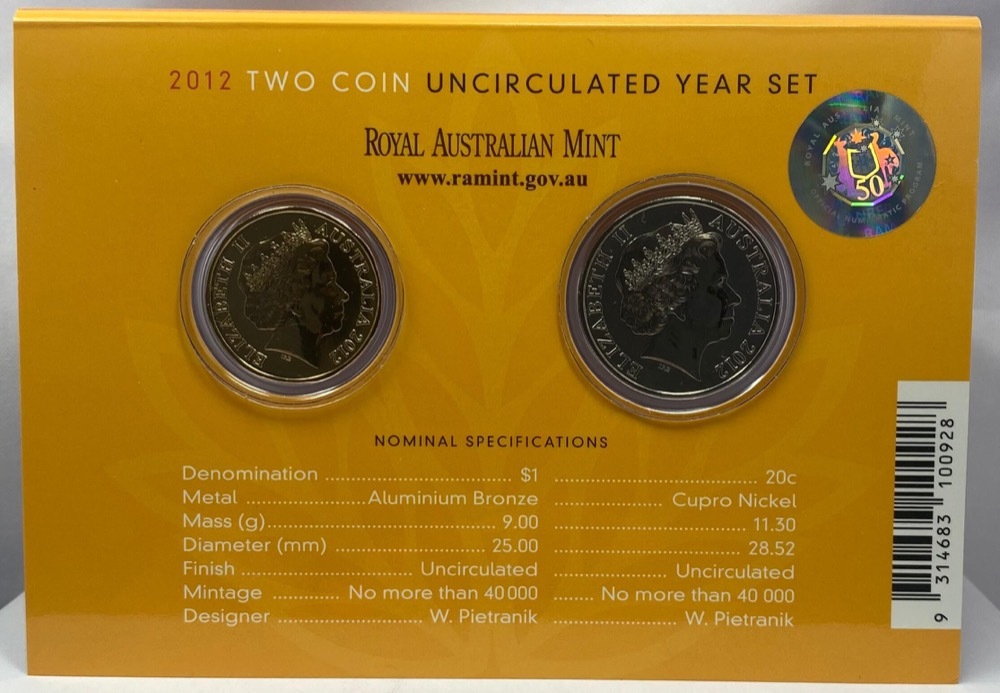 Australia 2012 2 Coin Mint Set Australian Wheat Fields of Gold product image