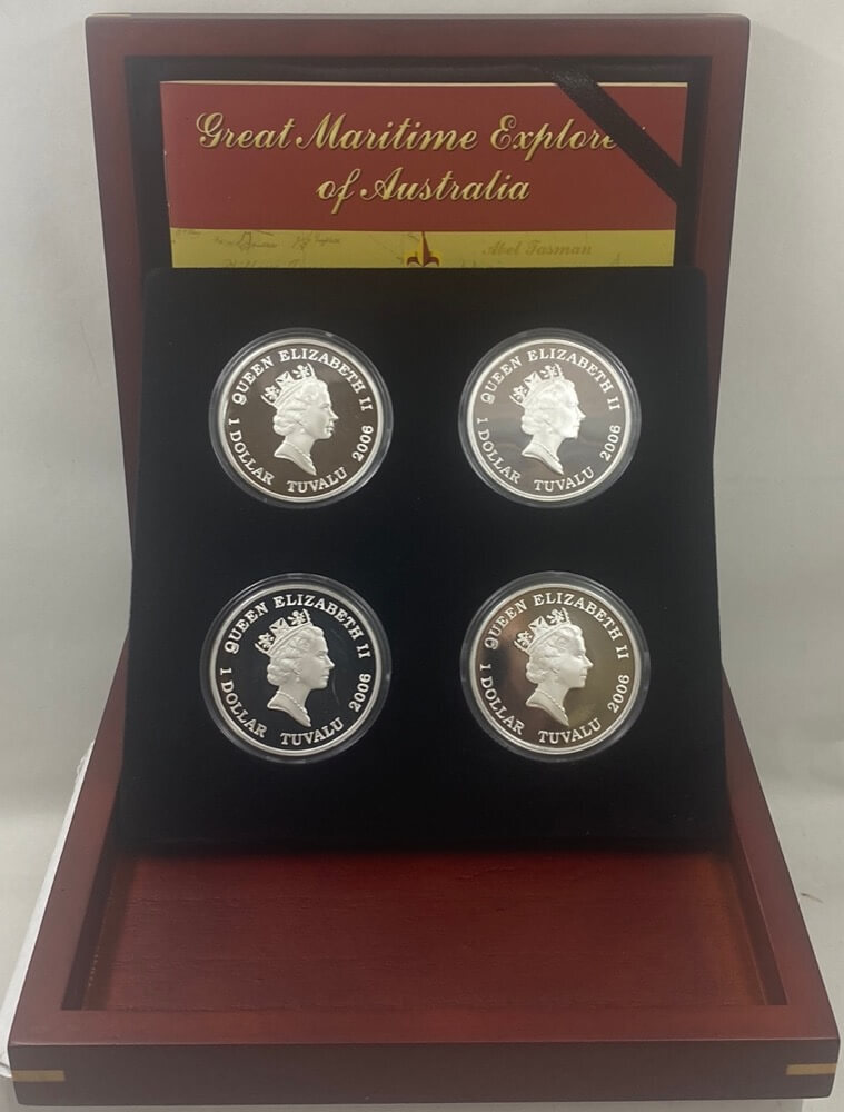 Tuvalu 2006 Silver 4 Coin Proof Set Great Maritime Explorers of Australia product image