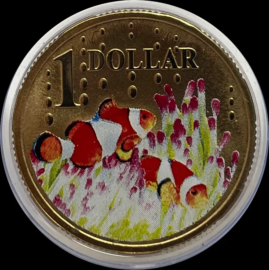 2007 Coloured 1 Dollar Uncirculated Coin Ocean Series Clown Fish product image