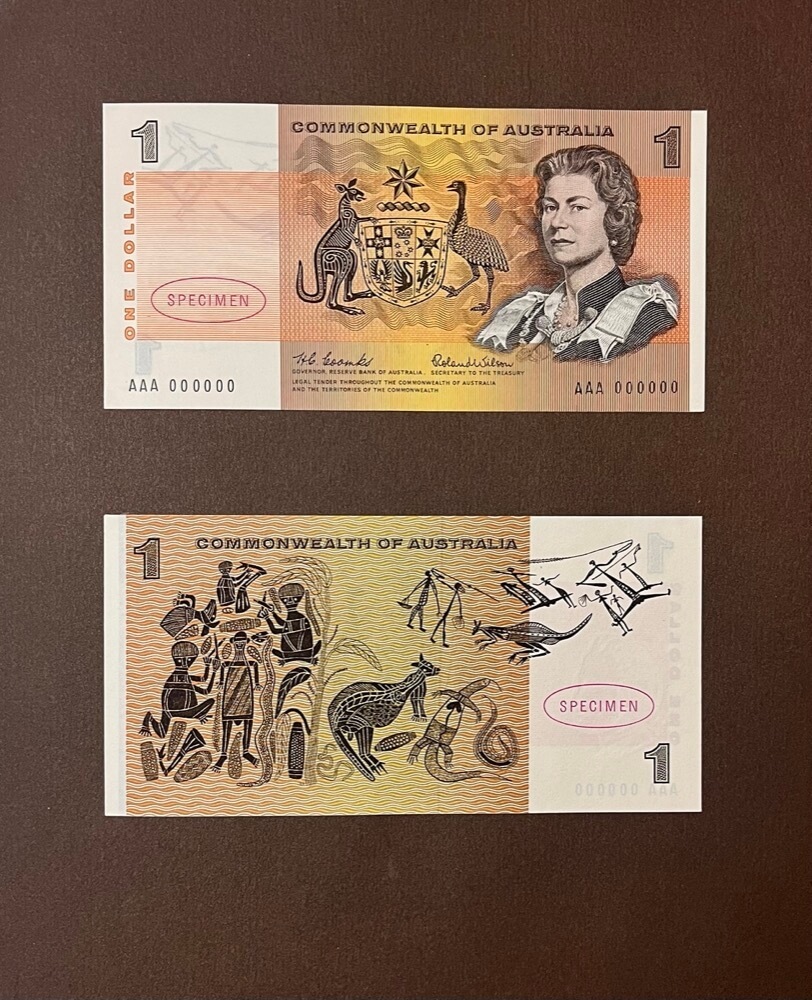 Australia 1966 Complete Type I Specimen Banknote Set In Presentation Folder (10 Notes, $1 - $20, Inc $5) product image