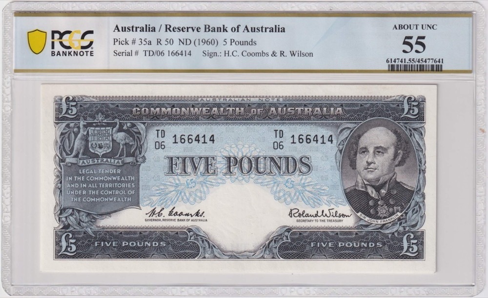 1960 Five Pound Coombs/Wilson R50 PCGS AU55 product image