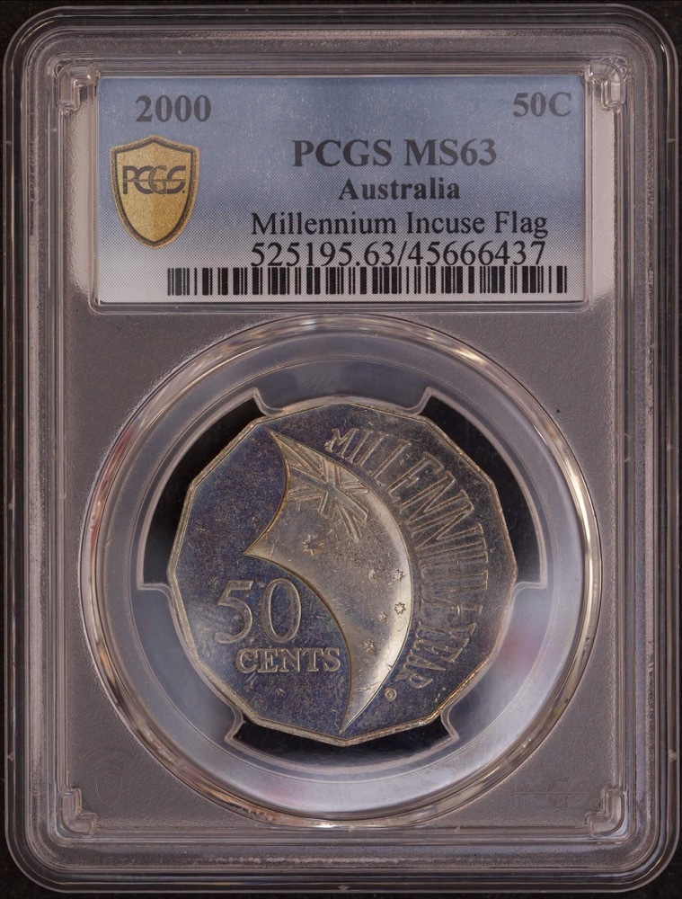 2000 50 Cent Millennium Incuse Flag PCGS MS 63 product image