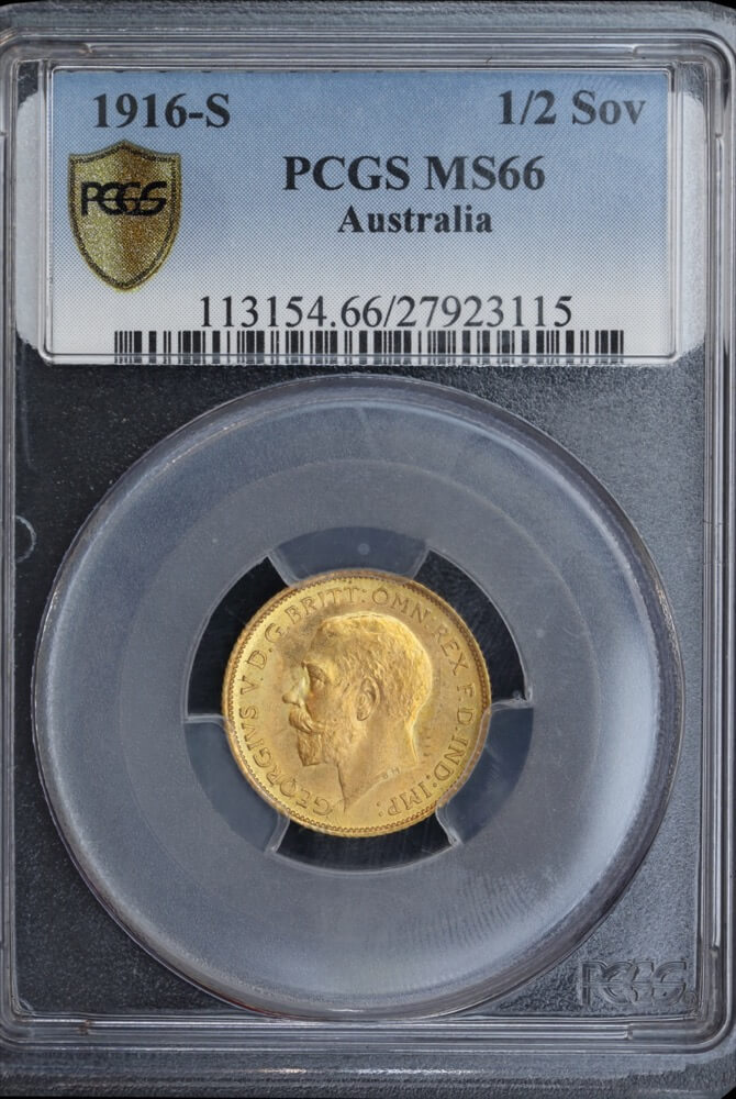 1916 Sydney George V Half Sovereign Gem Unc (PCGS MS66) product image