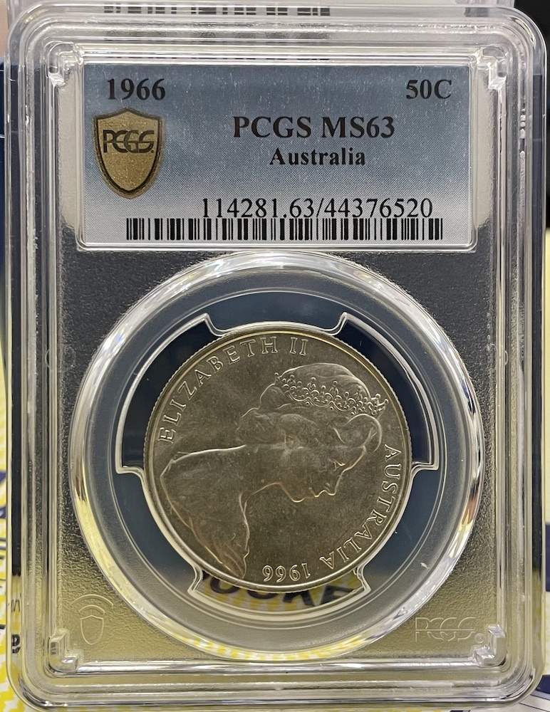 Australia 1966 Fifty Cent Silver Round Choice Unc (PCGS MS 63) product image