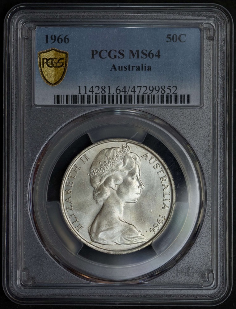 Australia 1966 50c Silver Round PCGS MS 64 | Sterling & Currency