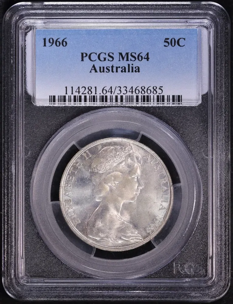 Australia 1966 Fifty Cent Silver Round Choice Unc (PCGS MS 64) product image