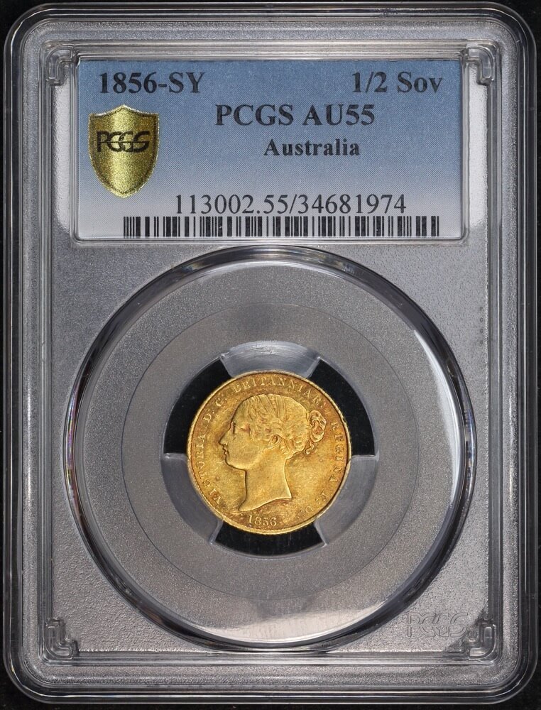 1856 Sydney Mint Type I Half Sovereign good EF (PCGS AU55) product image