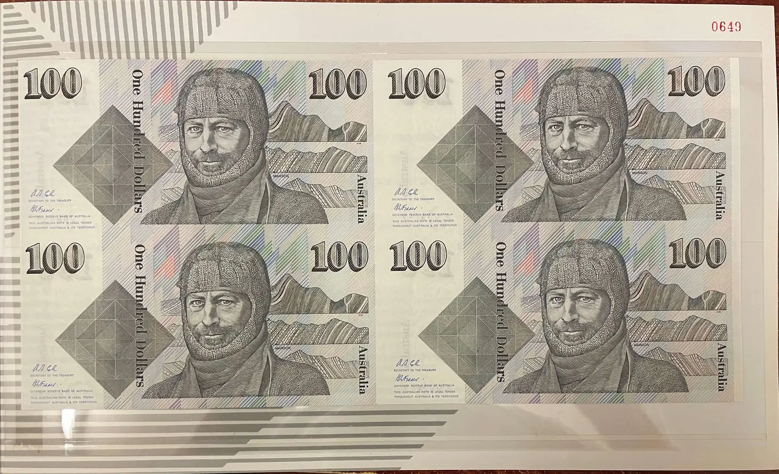 1995 100 Dollar Uncut Block of Four Deluxe product image