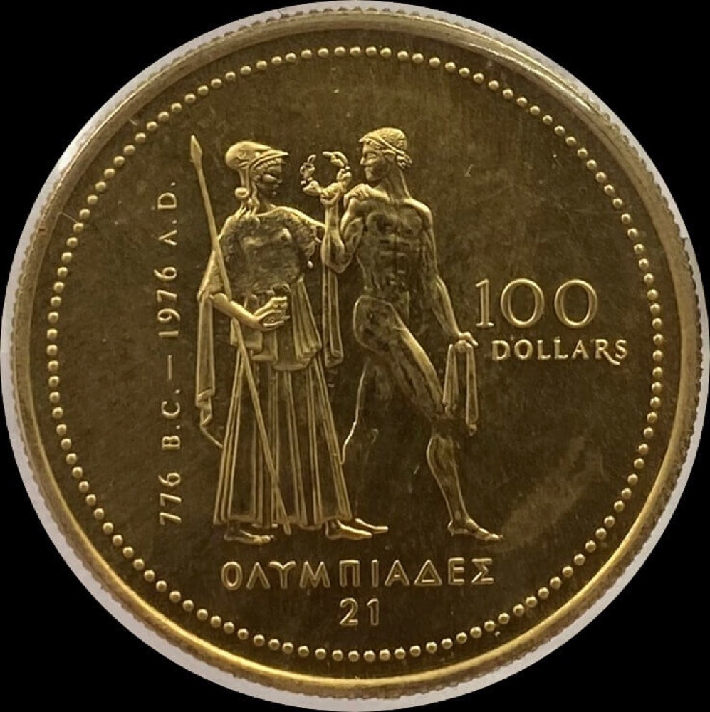 Canada 1976 Gold 100 Dollars Montreal Olympics KM#115 Uncirculated product image