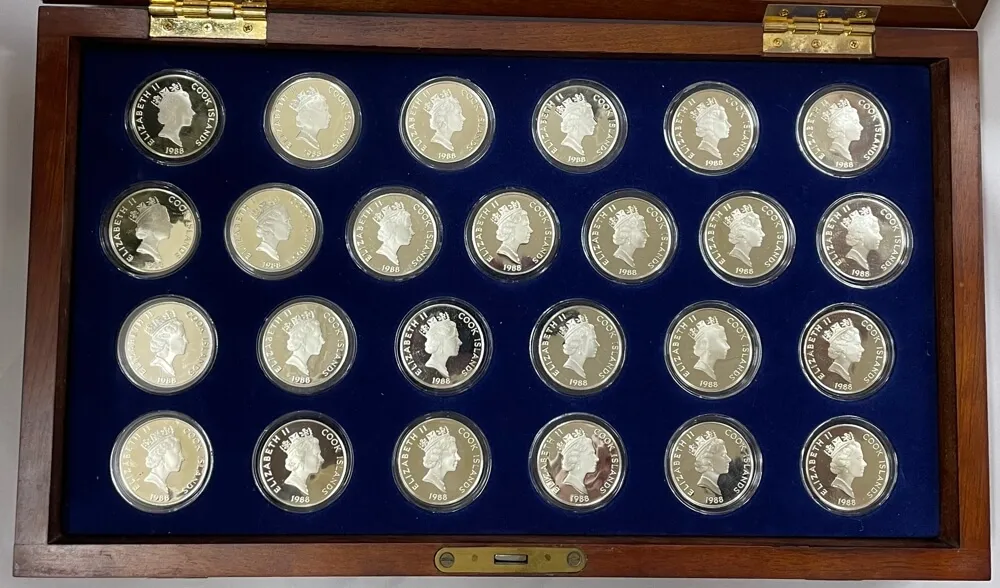 Cook Islands 1988 Silver 25 * $50 Proof Coin Set The Coins of the Great Explorers product image
