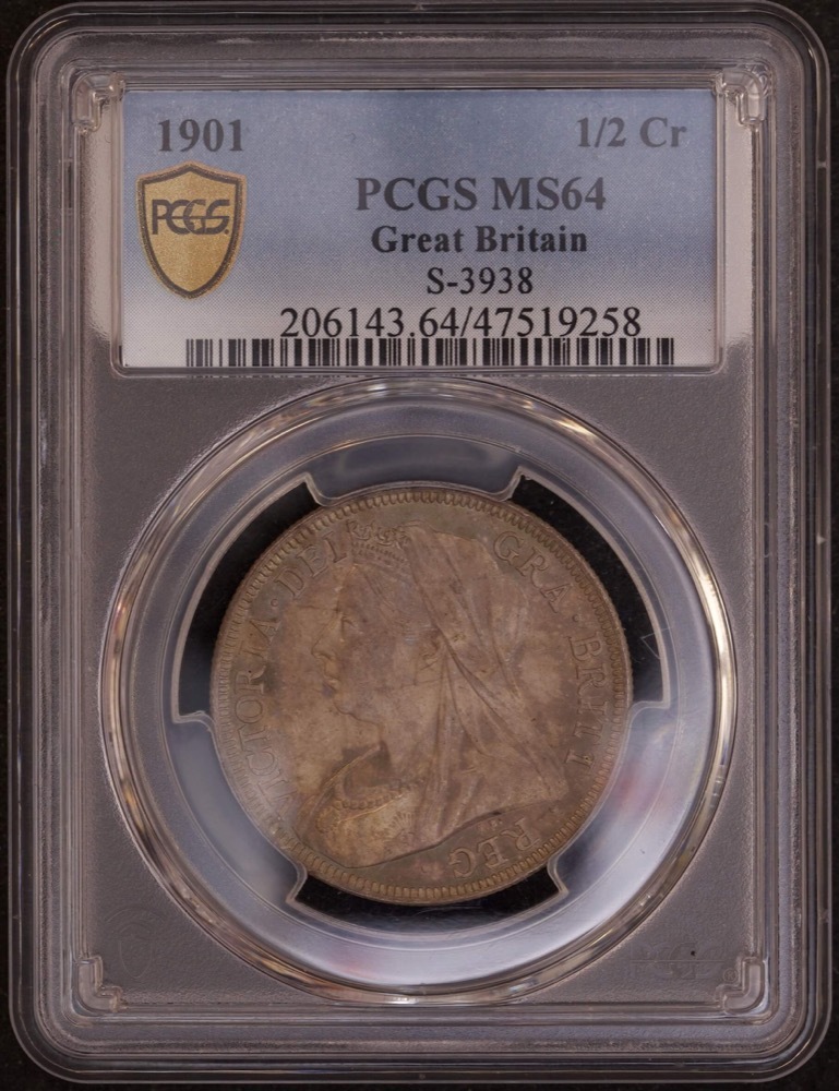 1901 Silver Half Crown Victoria S#3938 PCGS MS63 product image