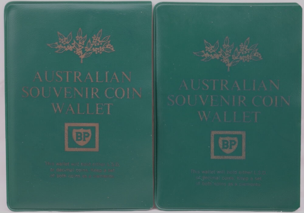 Australia 1966 Pair of Souvenir Coin Wallets by BP - Includes Pre-Decimal and 1966 Sets product image