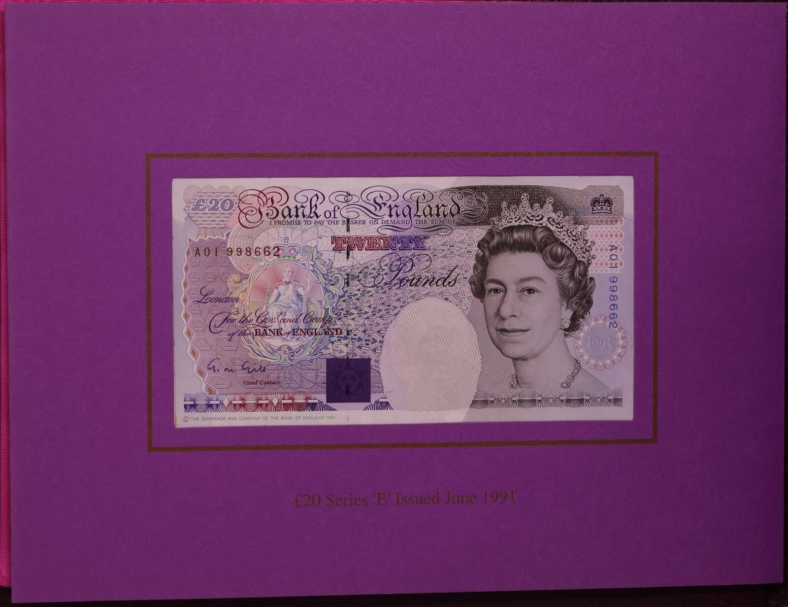 1991 Bank of England 20 Pound Pair - 1st / Last Prefix Folder product image