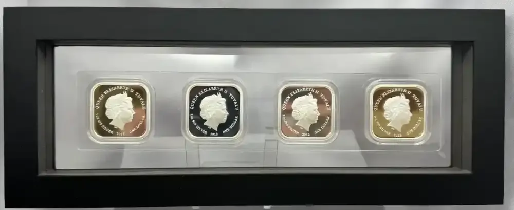 Tuvalu 2013 Silver 1 Dollar 4 Coin Proof Set World Famous Squares product image
