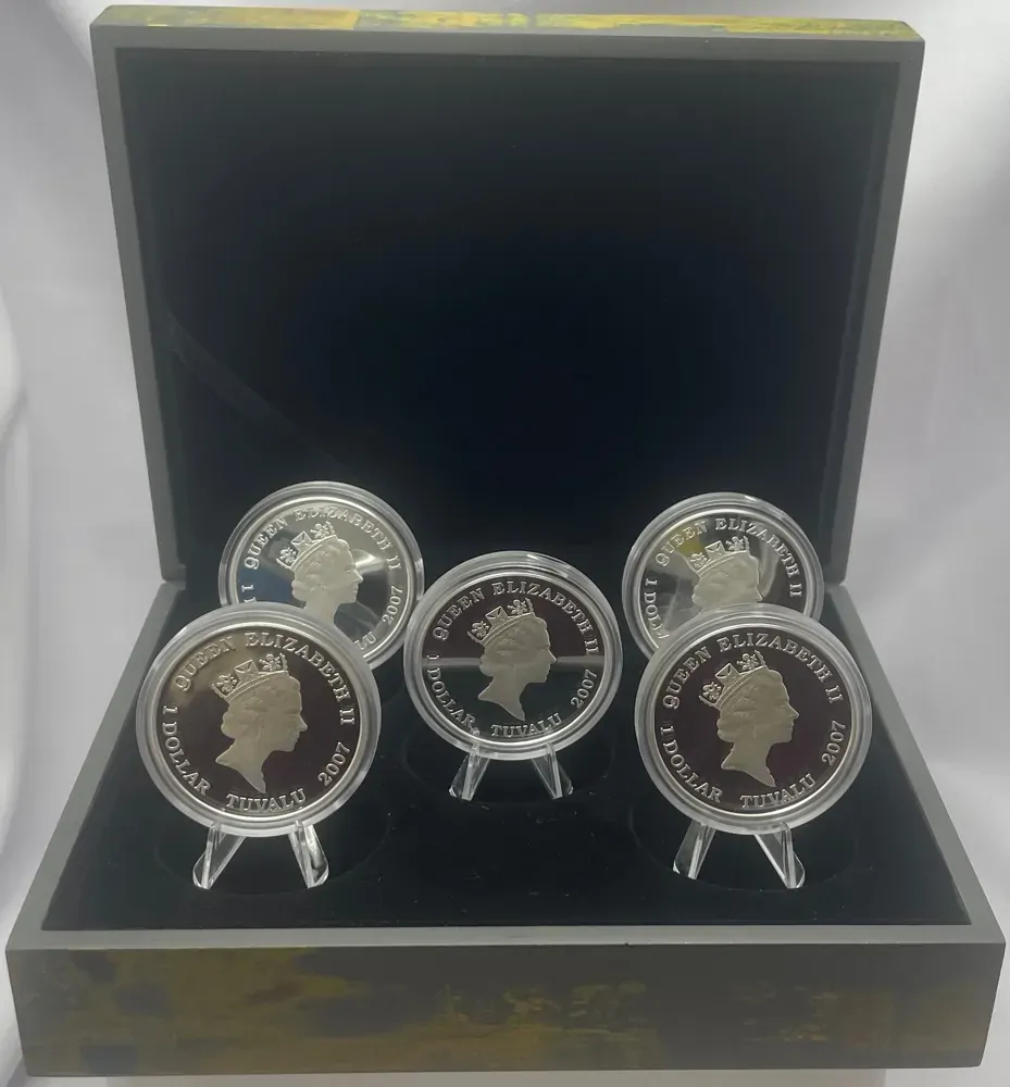 2007 Perth Mint Tuvalu Silver Five Coin Proof Set Fighting Ships of WW II product image