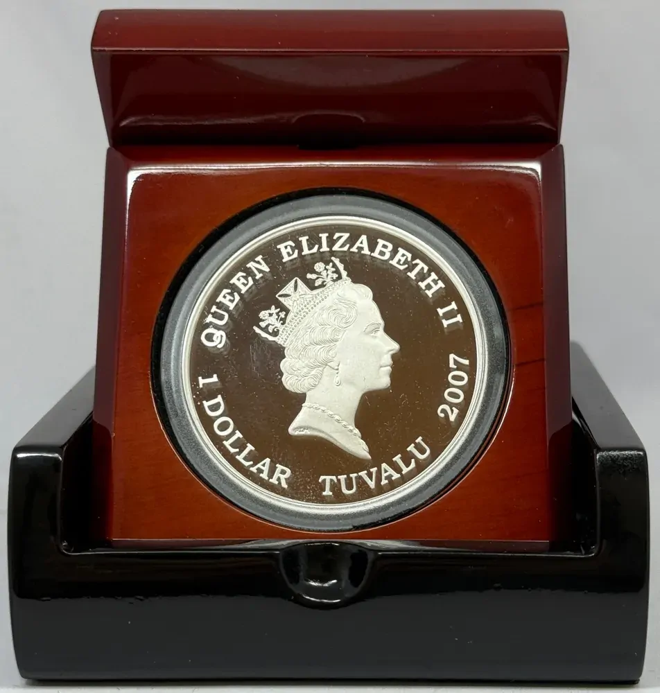 Tuvalu 2007 Silver 1 Ounce Great White Shark Coin - Deadly and Dangerous product image