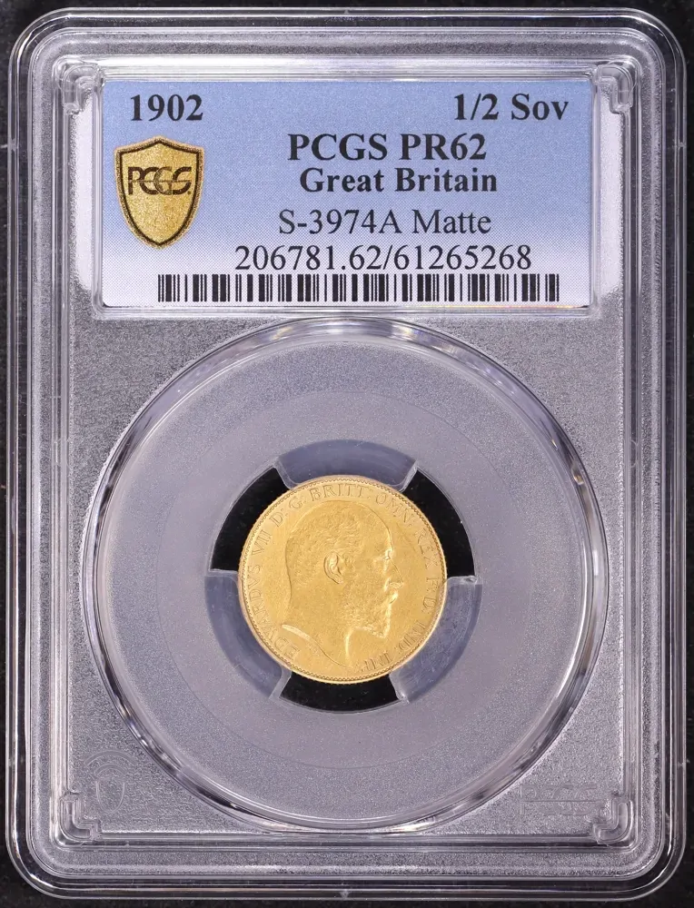 1902 Gold Proof Half Sovereign Edward VII S#3974A PCGS PR62 product image