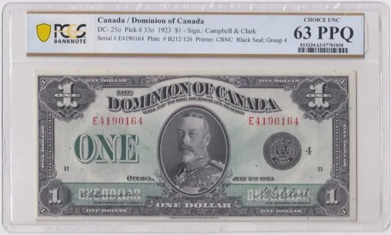 Canada 1923 One Dollar P# 330 PCGS 63 PPQ product image