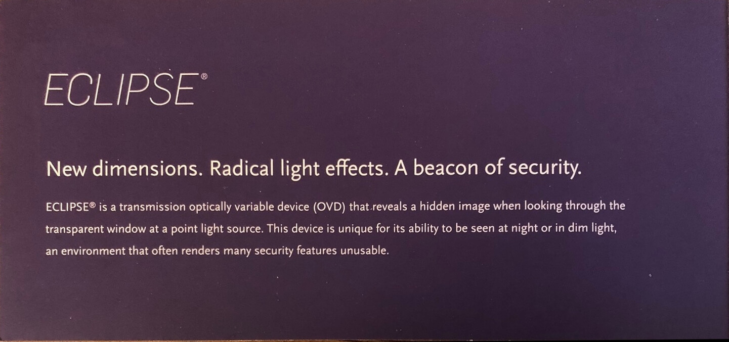 2013 Concept / Test Note by Innovia Eclipse Security Feature product image