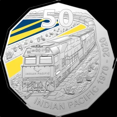 2020 Coloured 50 Cent Uncirculated Coin Indian Pacific product image