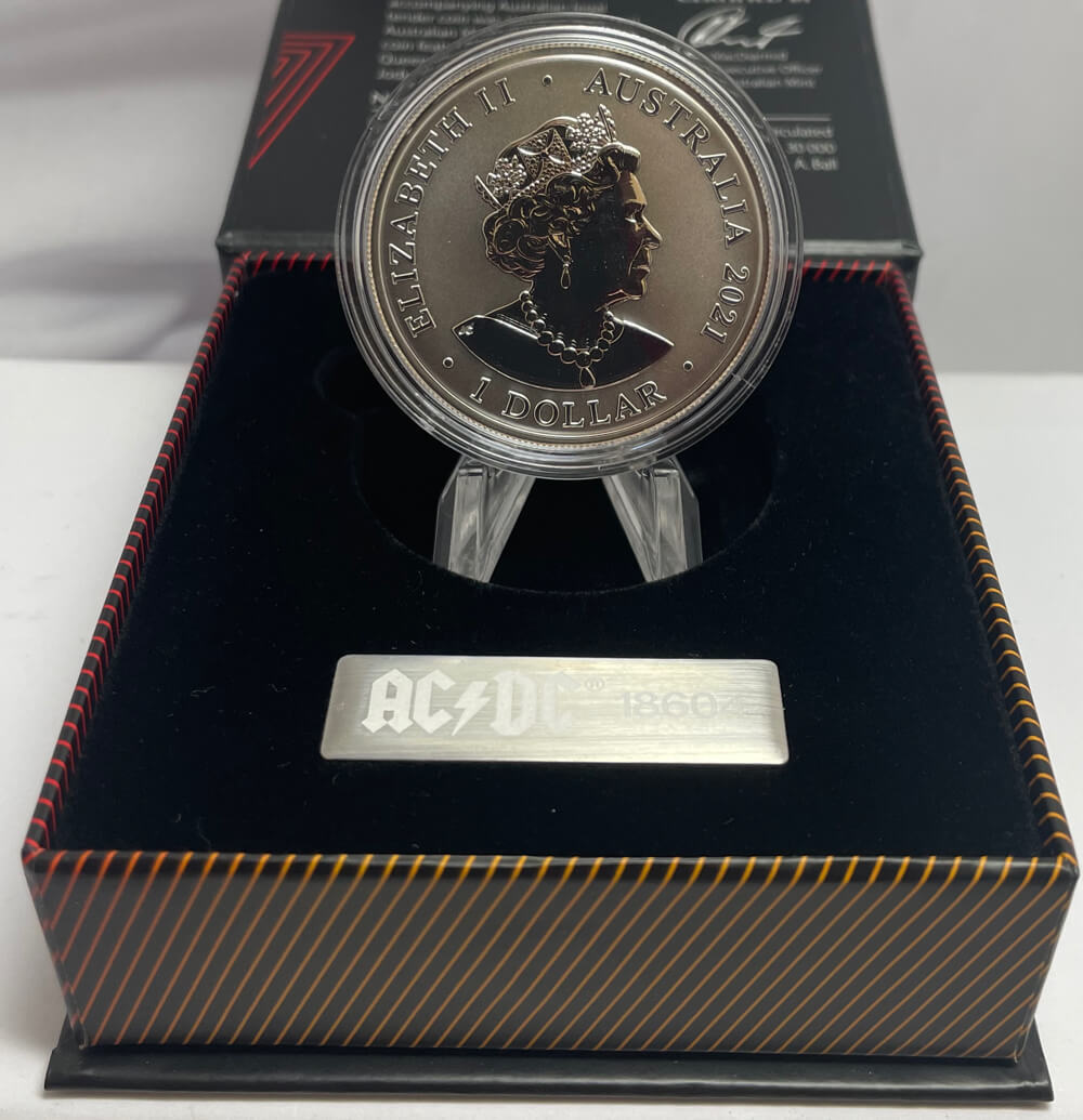 2021 $1 Silver Frosted Uncirculated Coin AC/DC product image