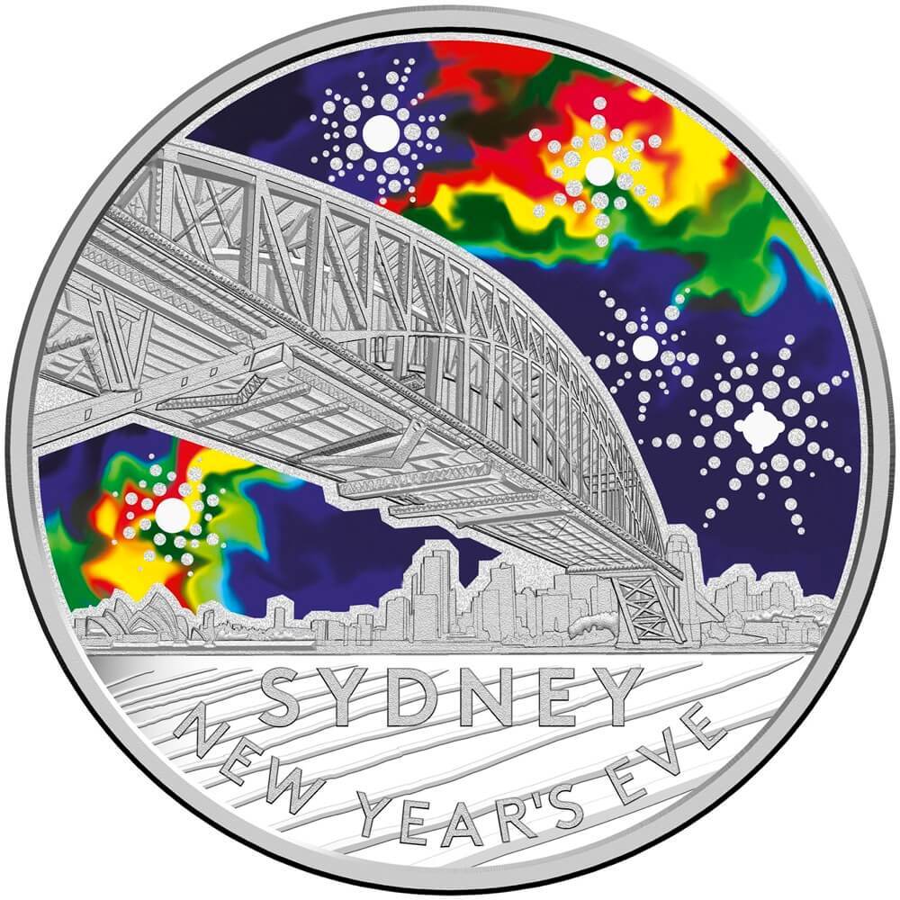 2017 $1 Coloured Silver Frosted Uncirculated Coin New Year's Eve product image