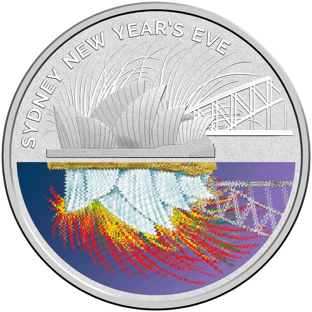 2016 $1 Coloured Silver Frosted Uncirculated Coin New Year's Eve product image