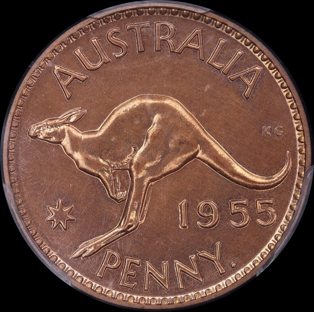 1955 Perth Proof Copper Pair Penny and Halfpenny PCGS 62RD product image