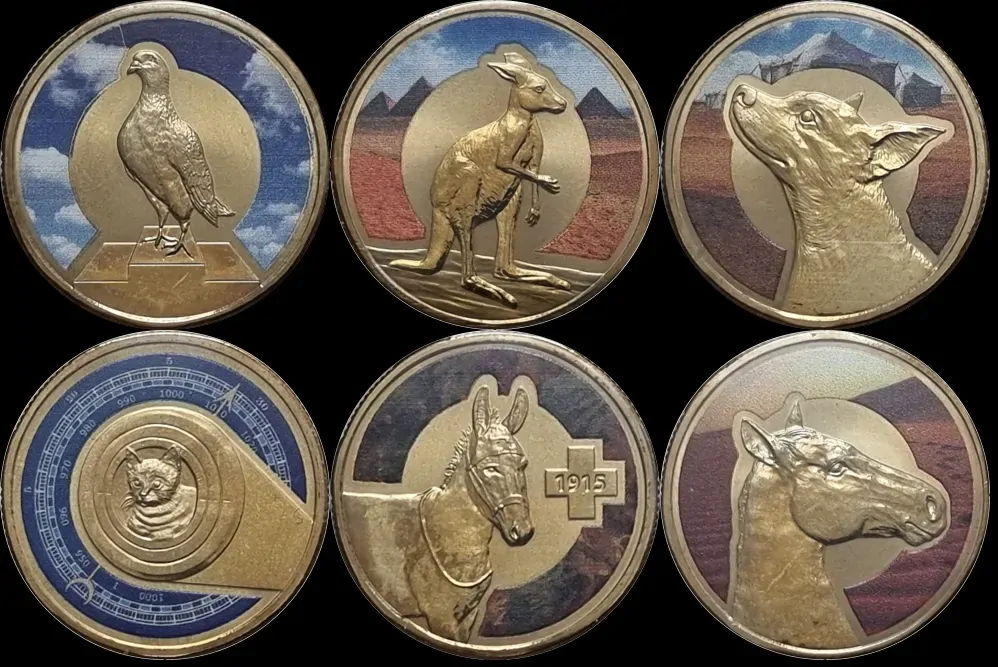 2015 1 Dollar Set of 6 Coloured Coins Unlikely Heroes product image