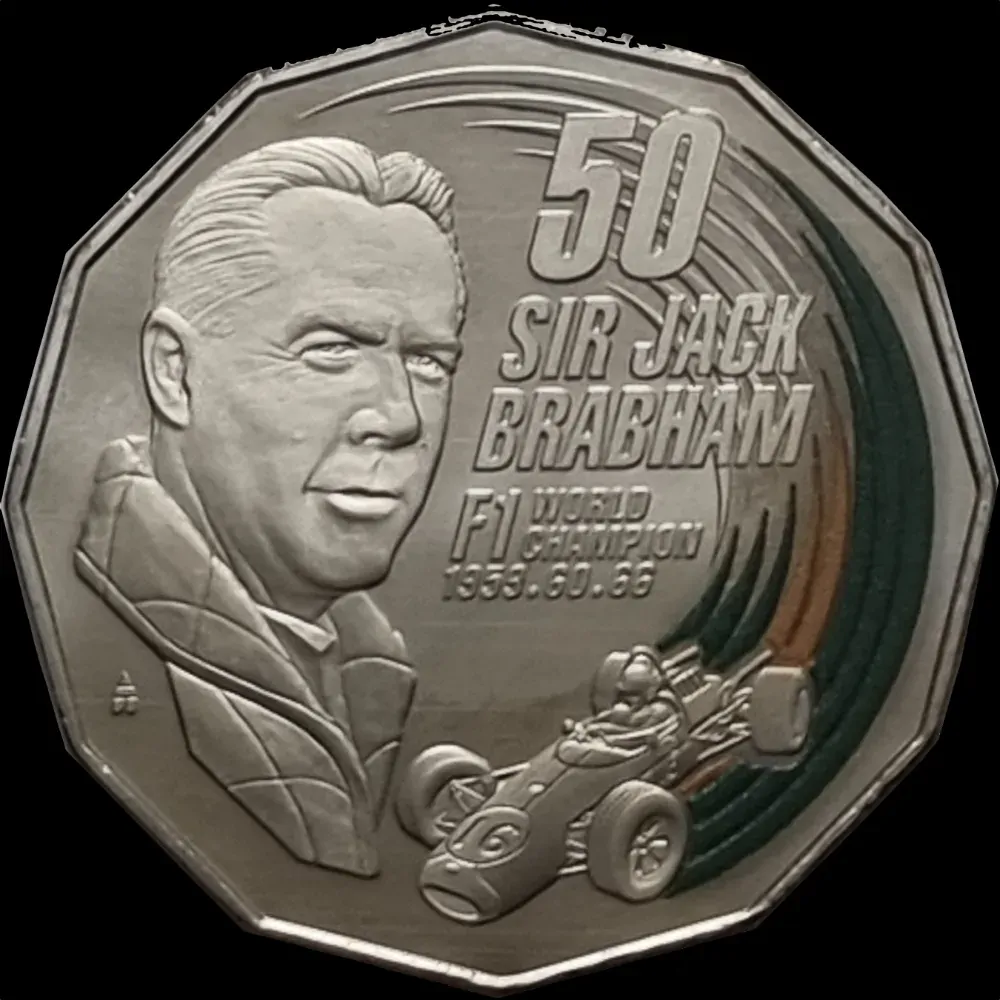 2017 50 Cent Coloured Uncirculated Coin Sir Jack Brabham product image